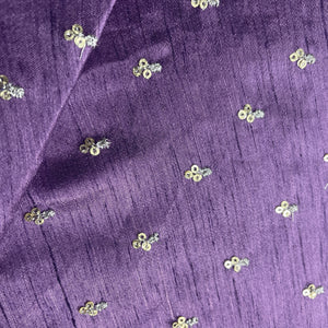 Purple Sequins Embroidery Dupion Silk Fabric 19908