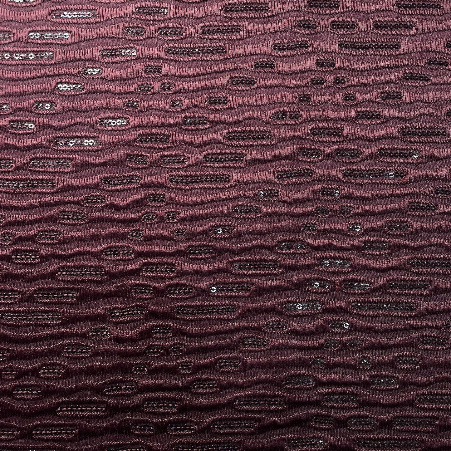 Maroon Sequins Thread Embroidery Russian Silk Fabric 19918