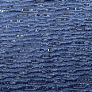 Blue Sequins Thread Embroidery Russian Silk Fabric 19919