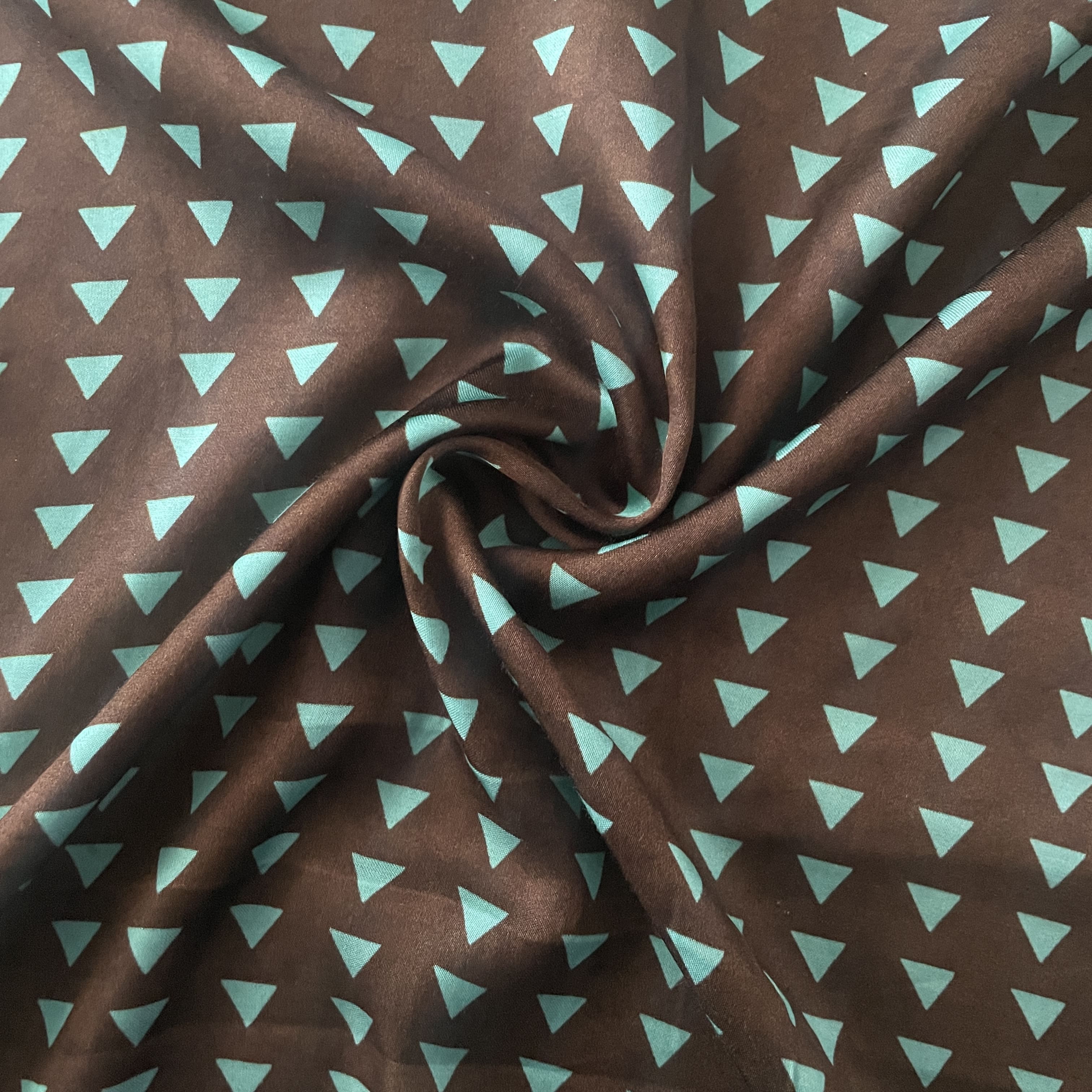 Green Geometrical Print Modal Satin Fabric 19967