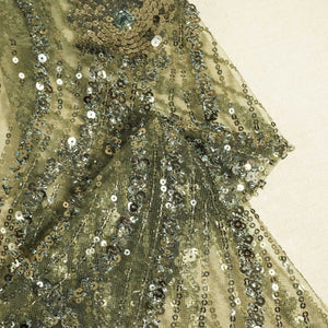 Military Green Cutdana Sequins Embroidery Net Fabric 2980 CF-19976