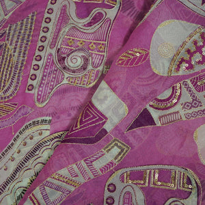 Pink Abstract Print Organza Fabric 2375 KT-19996