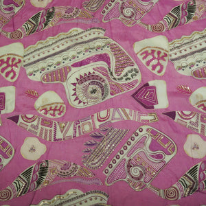 Pink Abstract Print Organza Fabric 2375 KT-19996