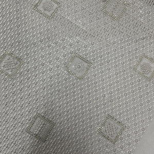 Off White Thread Sequins Embroidery Russian Silk Fabric 19998