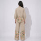 Khaki Floral Thread Embroidery Cotton Lawn Coord Set SM-31937