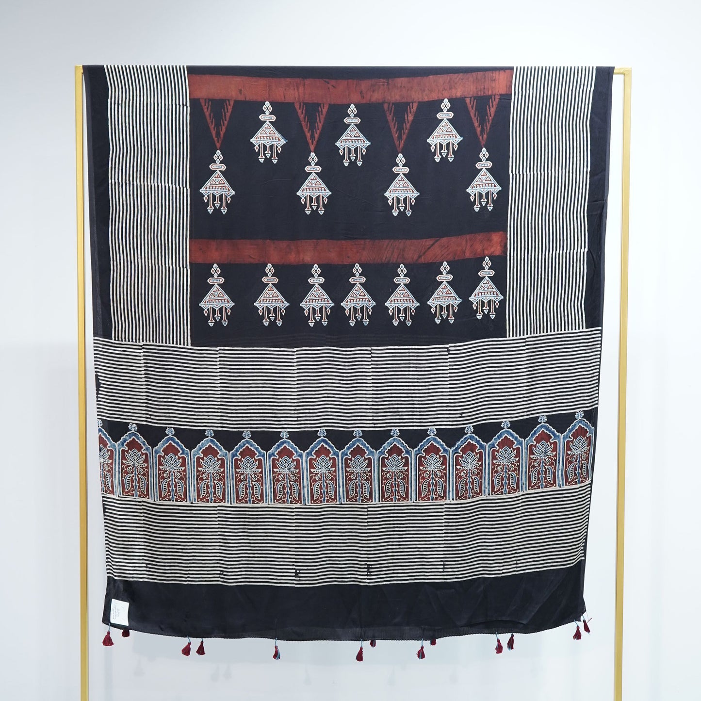 Black Ajrakh print Modal Silk Kaftan EEG-31641