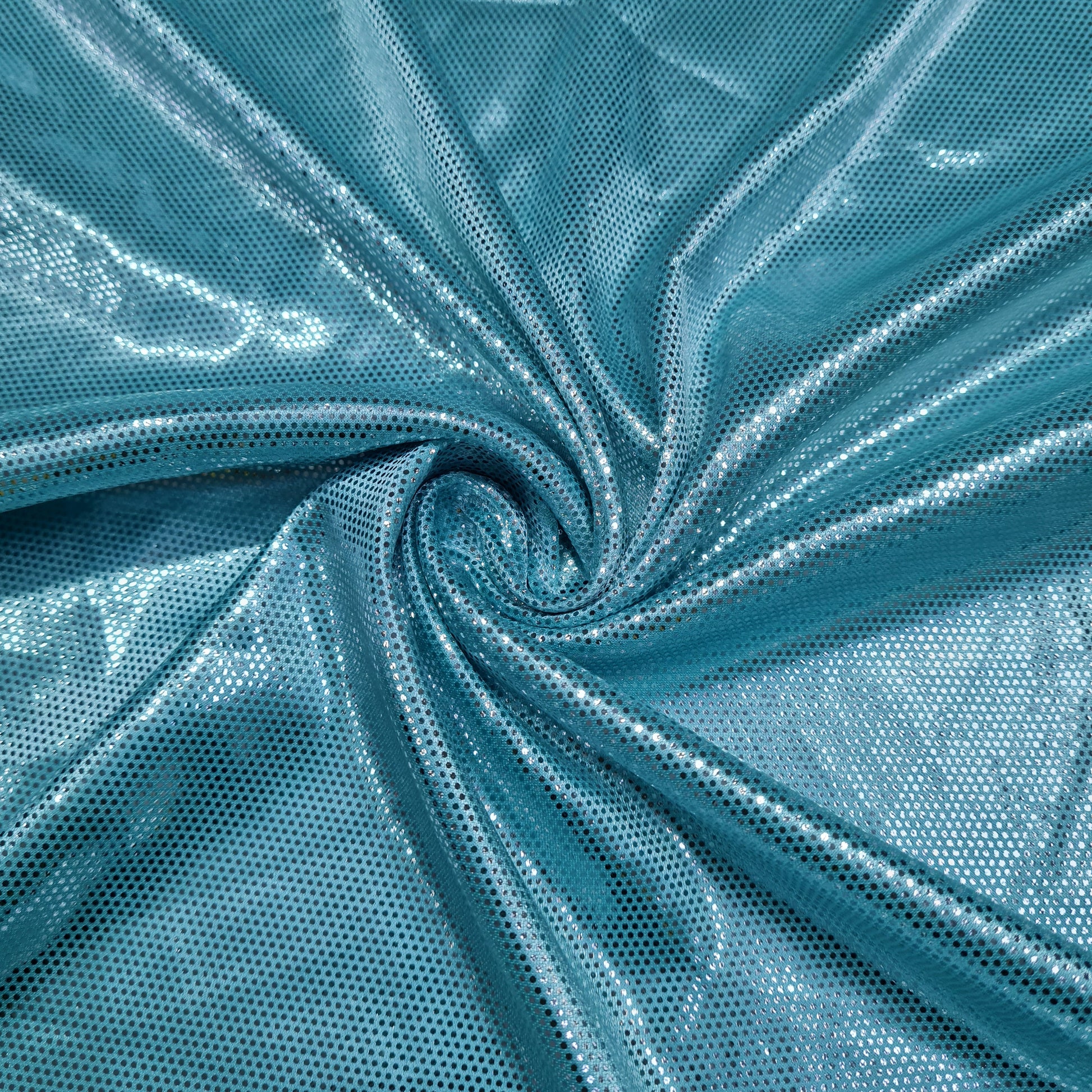 Aque Blue Imported Shimmer Foil Knit Lycra Fabric - TradeUNO