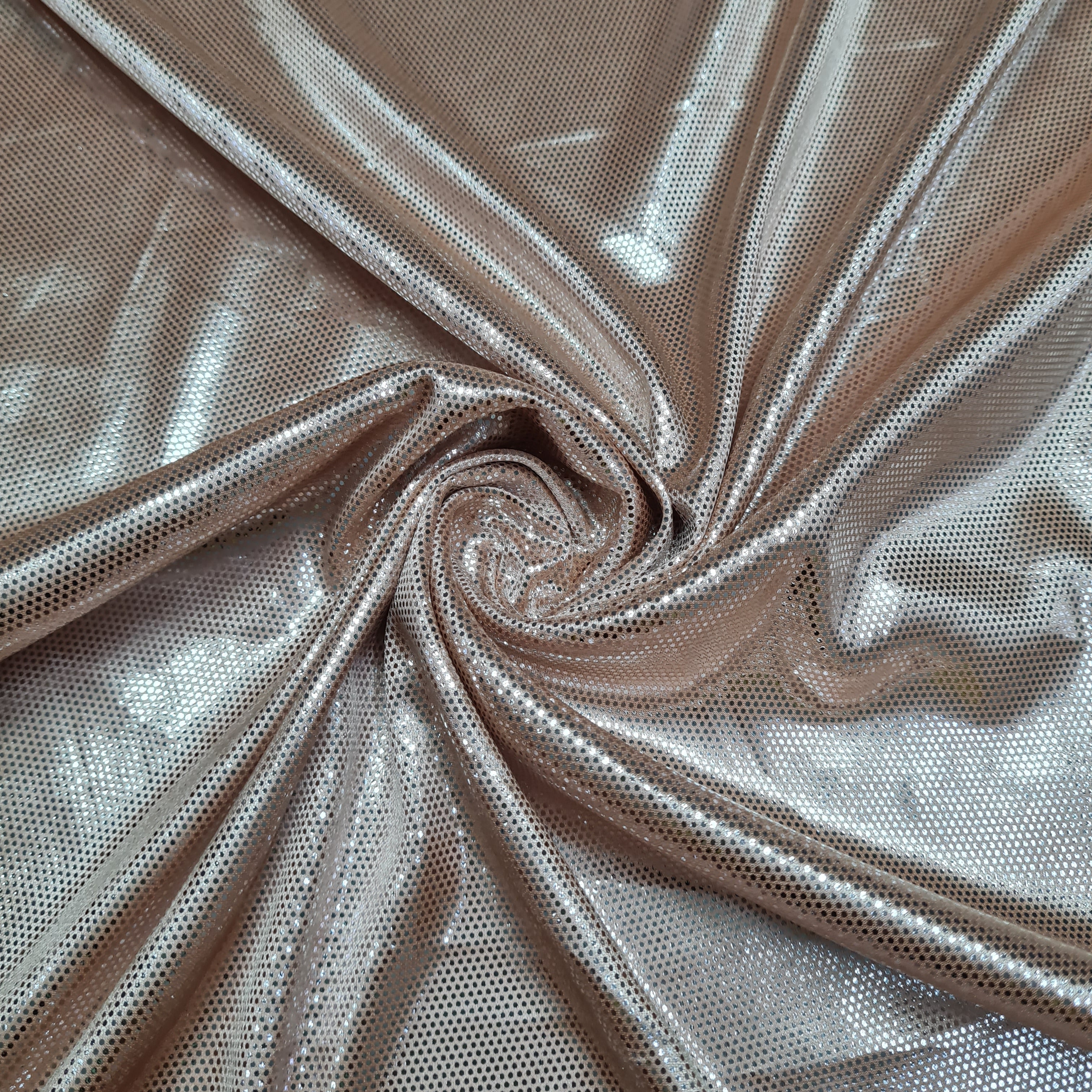 Buy Light Pink 3D Shimmer Foil Imported Knit Lycra Fabric Online