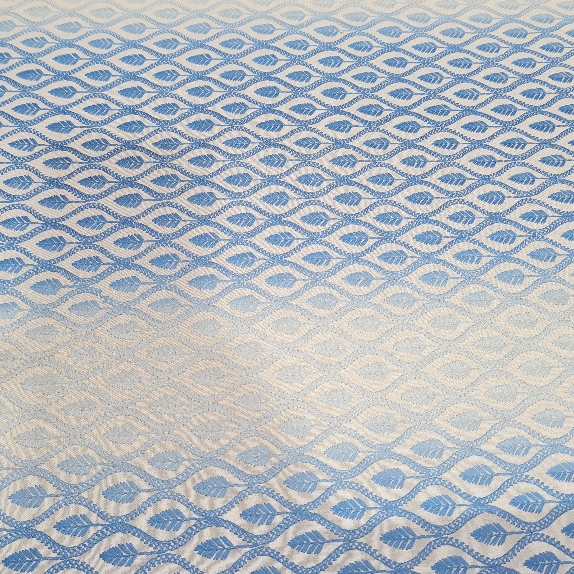 White & Blue Traditioanl Print Print Cotton Blended Fabric - TradeUNO
