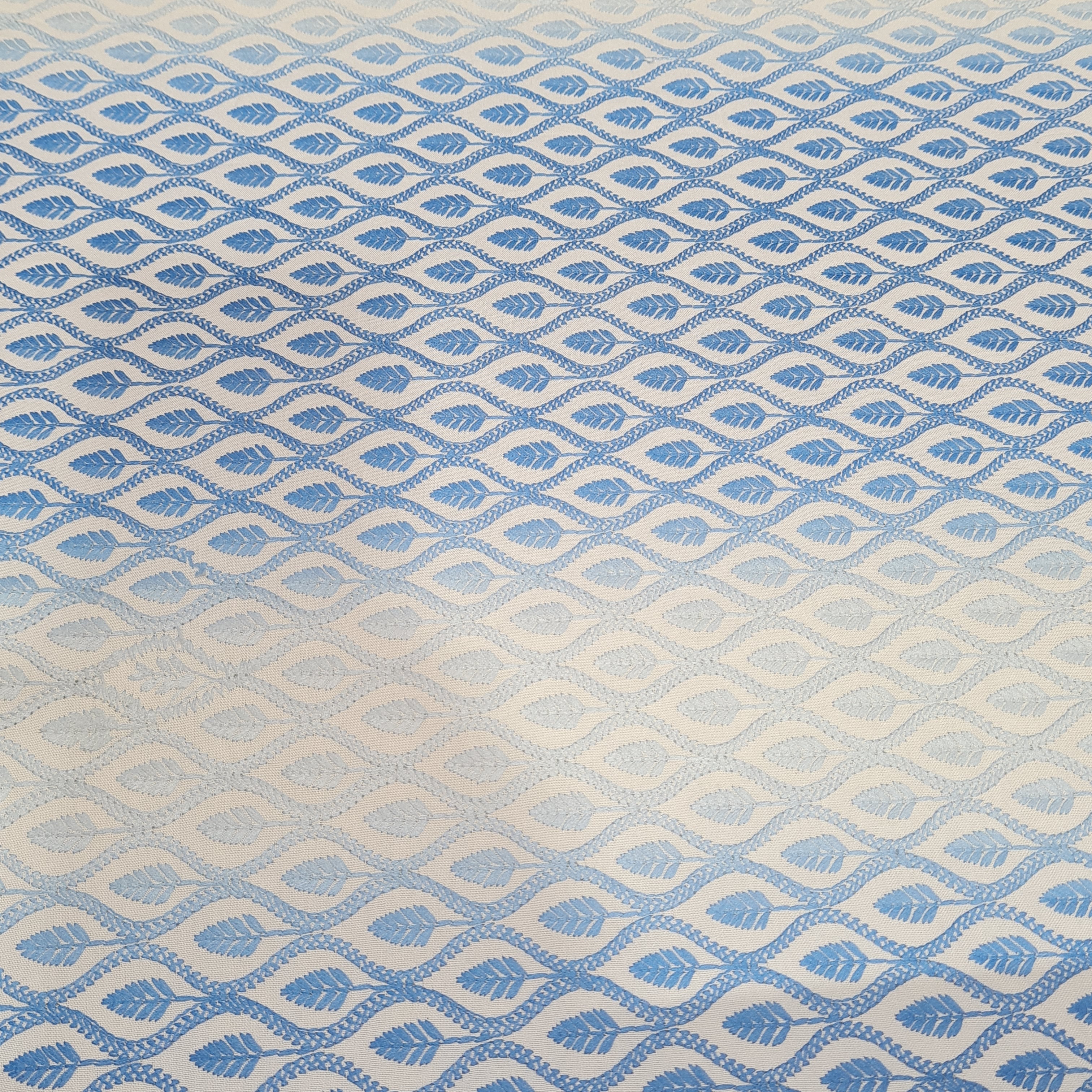 White & Blue Traditioanl Print Print Cotton Blended Fabric - TradeUNO