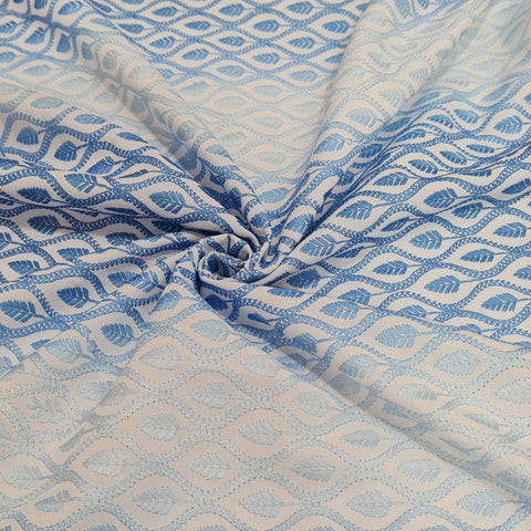 White & Blue Traditioanl Print Print Cotton Blended Fabric - TradeUNO