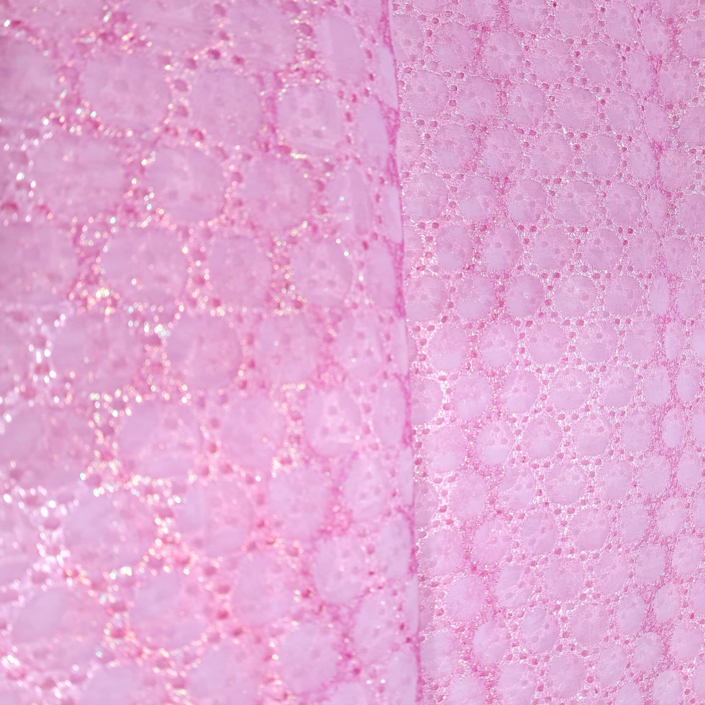 Pink Geometerical Sequence Embroidery Organza Fabric - TradeUNO