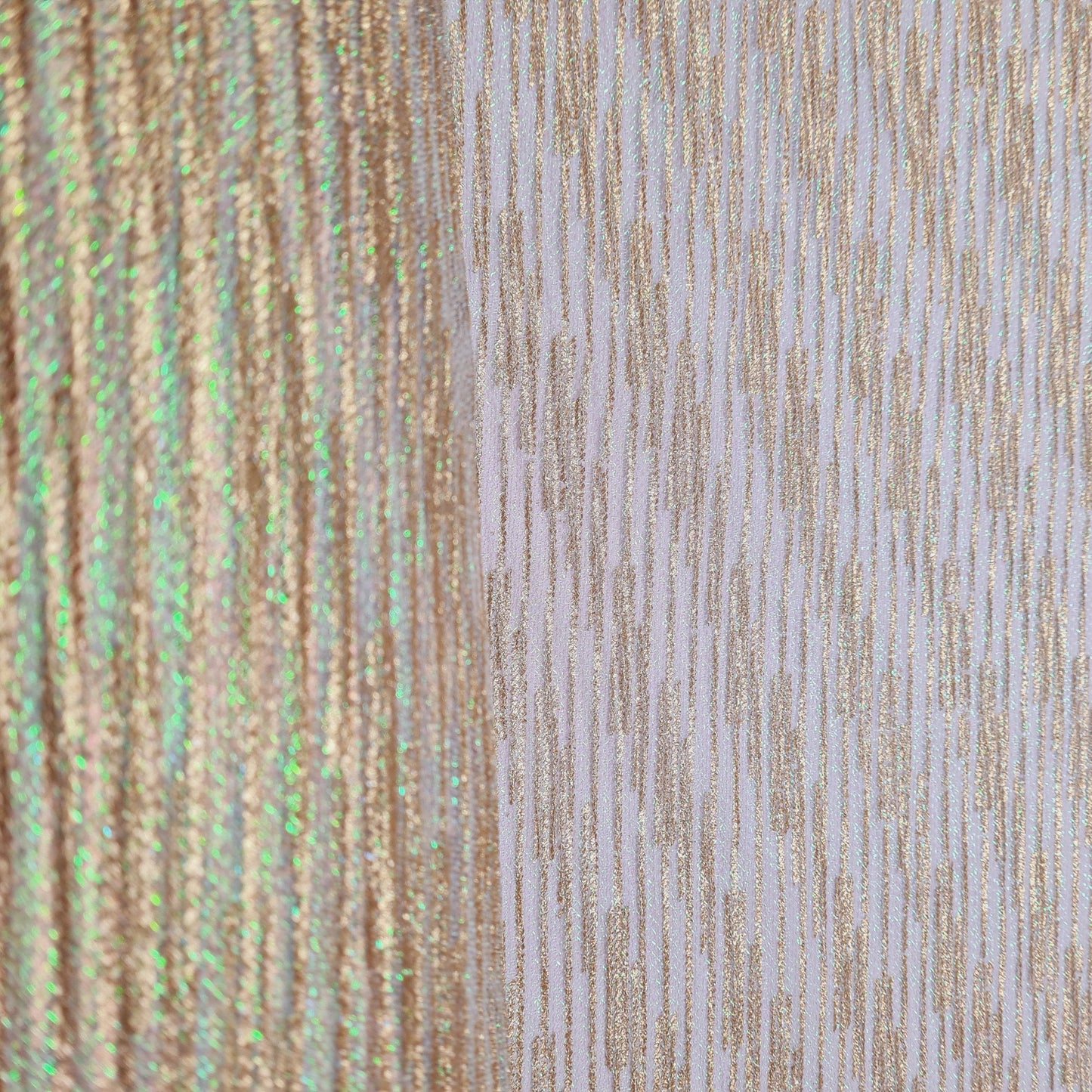 Green & Golden 3D Shimmer Pleated Knit Lycra Fabric