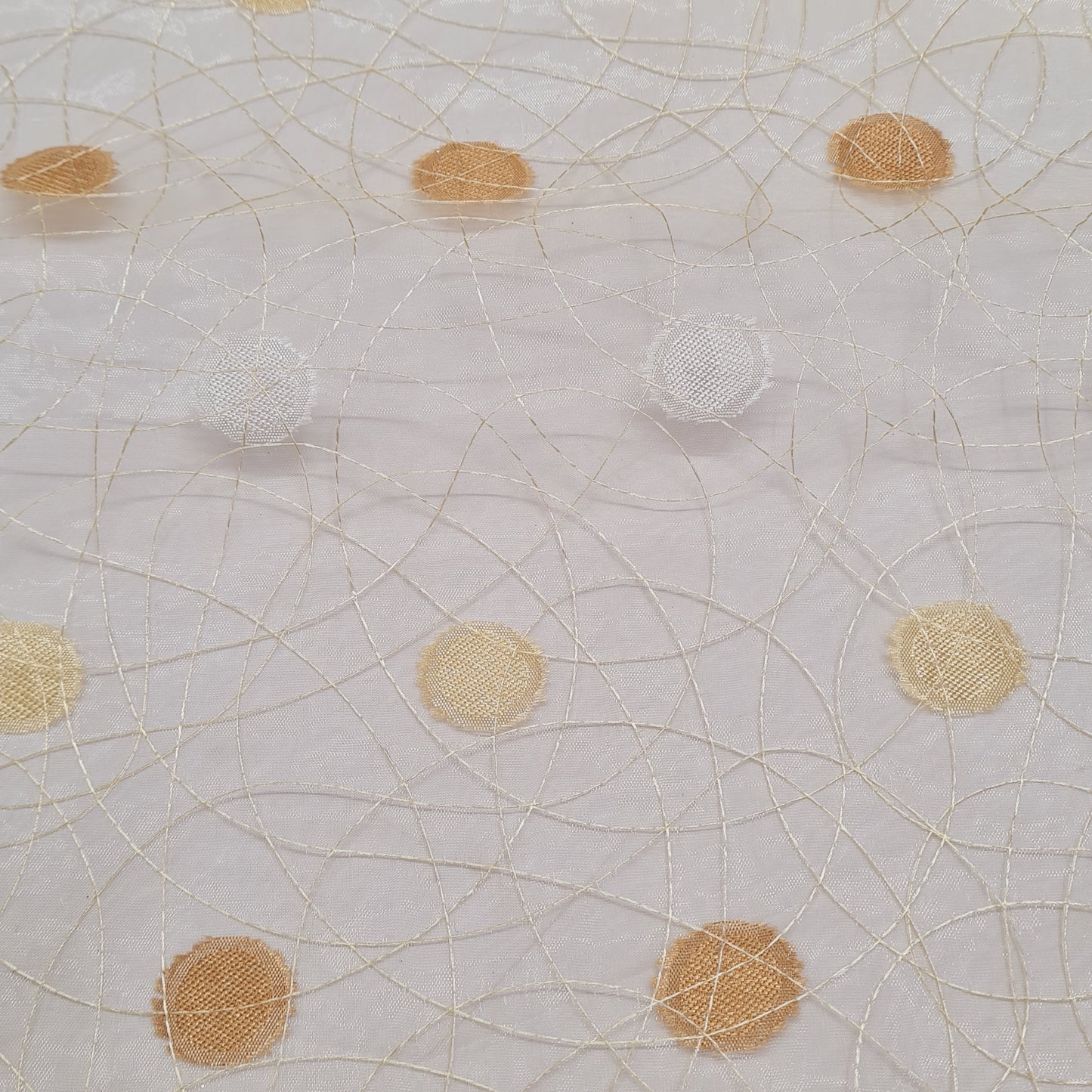 Cream Jacquard Thread Embroidery Organza Fabric - TradeUNO