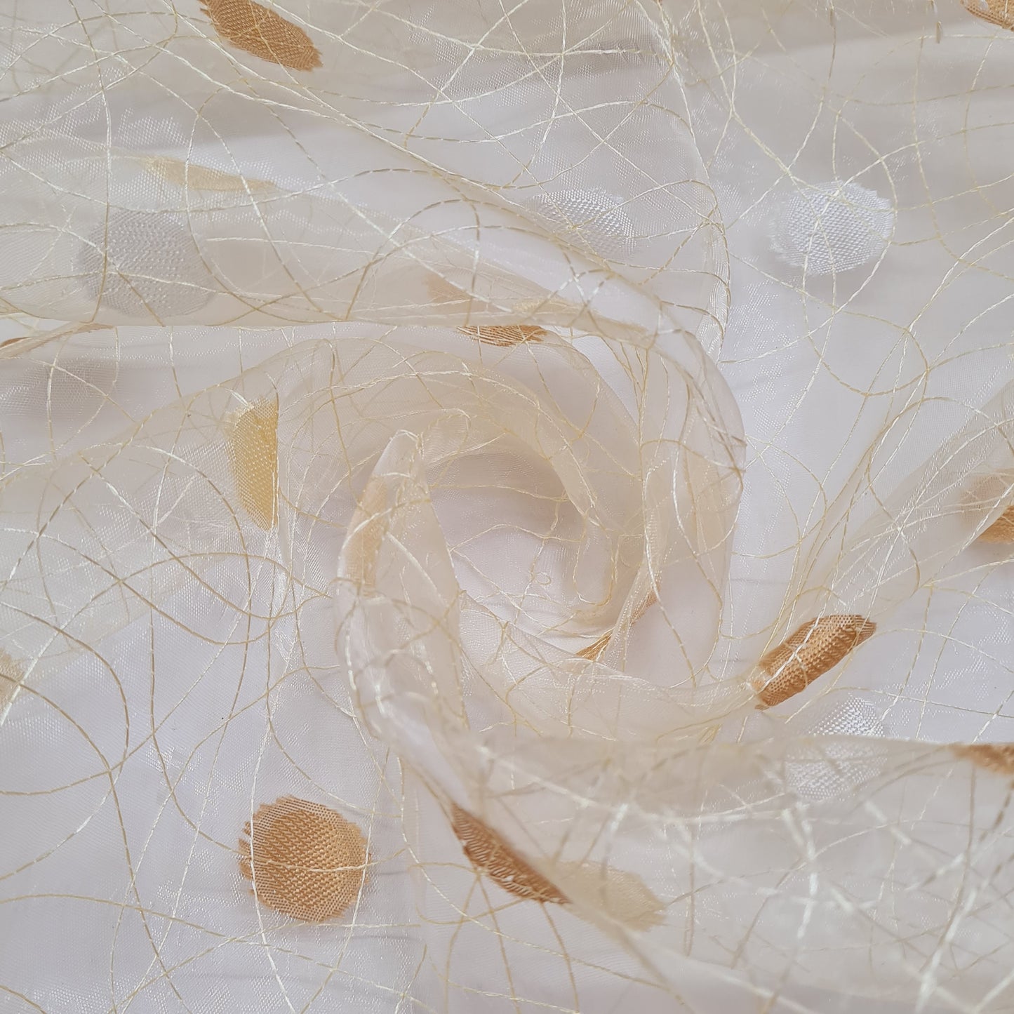 Cream Jacquard Thread Embroidery Organza Fabric - TradeUNO