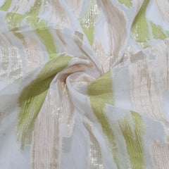 Green With Gold Foil Organza Jacquard Fabric - TradeUNO