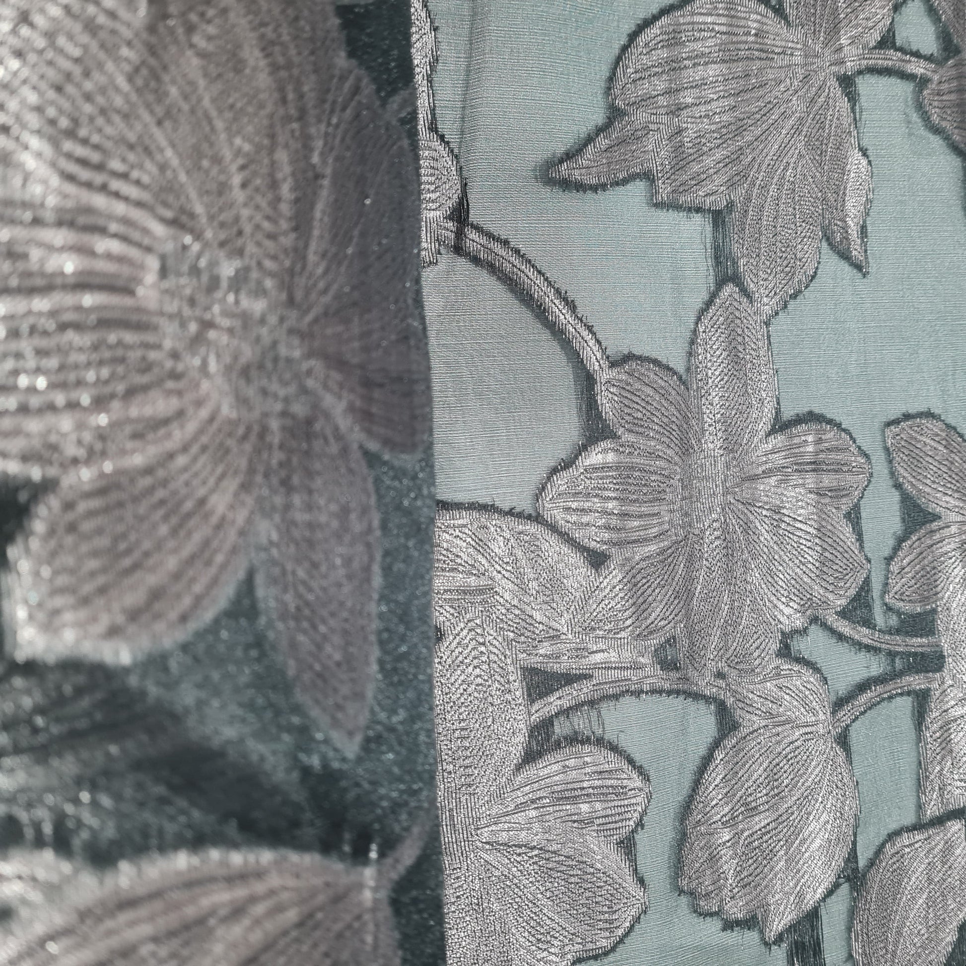 Black & Brown Floral Organza Jacquard Fabric - TradeUNO
