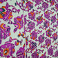 Griege & Purple Floral Applique Work Sequence Embroidery Cotton Fabric