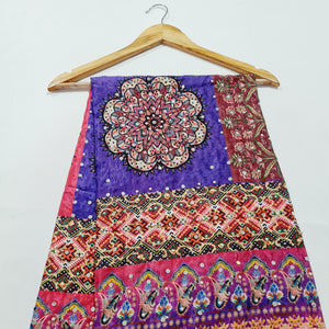 Mutlicolor Traditional Pearl & Mirror Work Silk Dupatta - TradeUNO