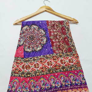 Mutlicolor Traditional Pearl & Mirror Work Silk Dupatta - TradeUNO