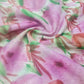 White & Purple Floral Sequence Chanderi Fabric - TradeUNO