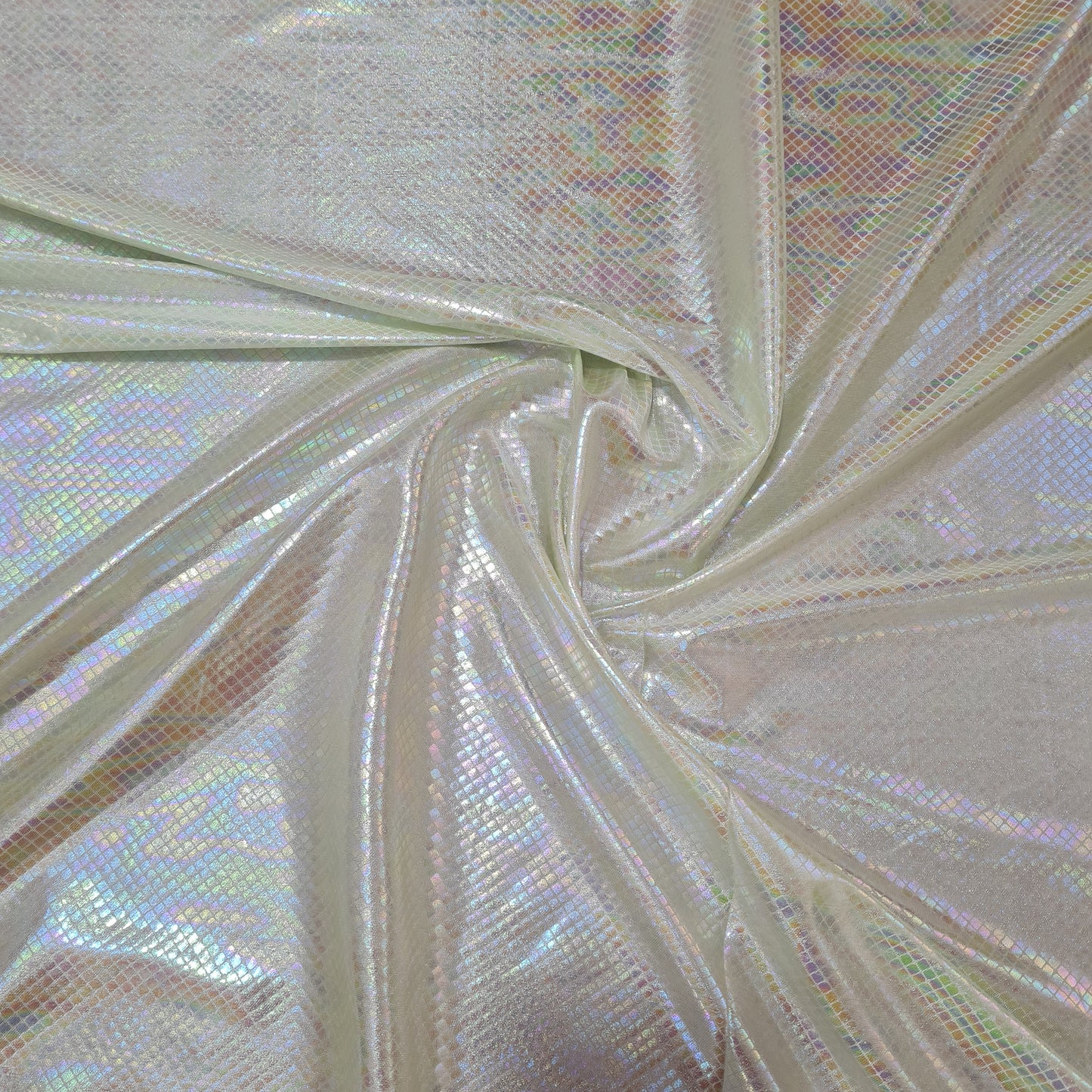 Light Green Geometerical 3D Rainbow With Lurex Knit Lycra Fabric - TradeUNO