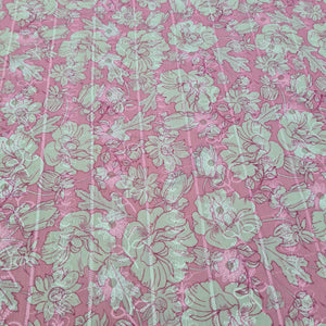 Pink White Thread Embroidery Imported Organza Chiffon Fabric - TradeUNO
