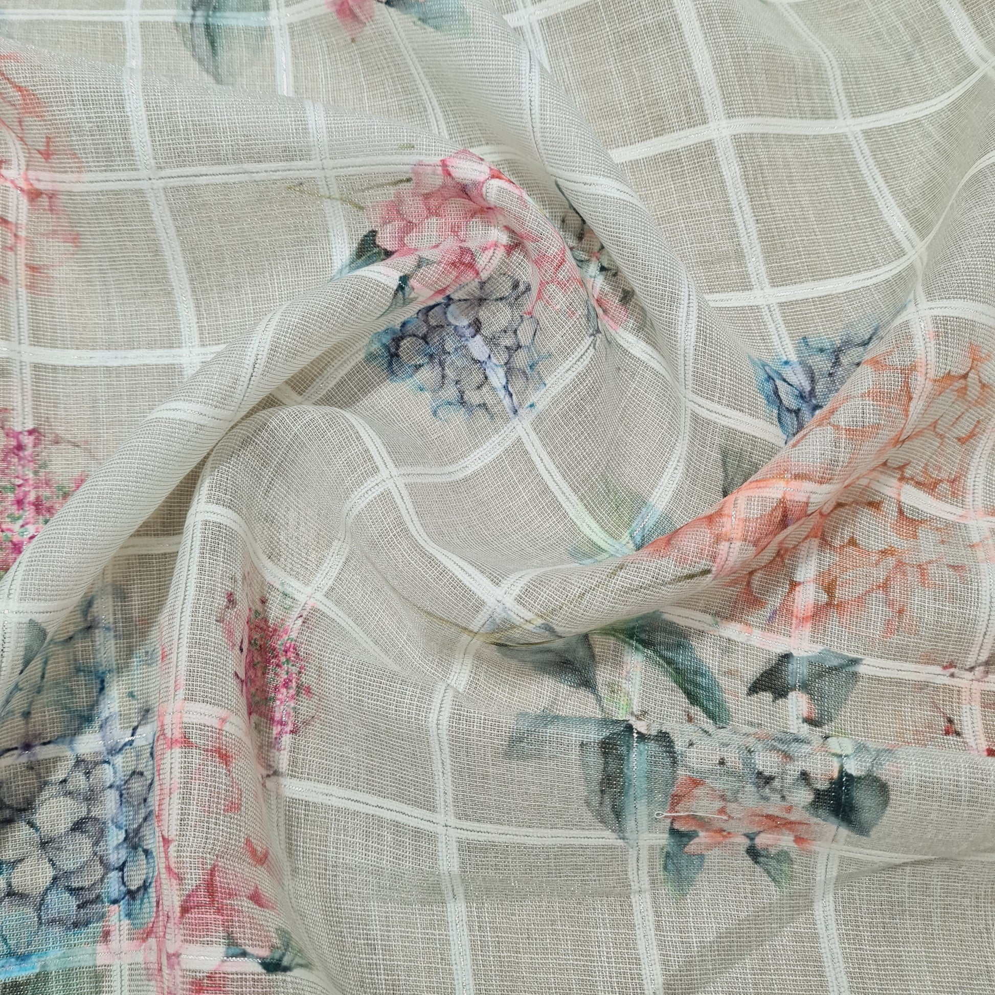 Multicolor Ombre Floral With Lurex Linen Fabric - TradeUNO