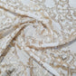 Off White & Gold Sequence Embroidery Dyeable Chinnon Fabric - TradeUNO