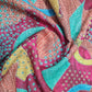 Multicolor Traditional Print Sequins Embroidery Linen Fabric