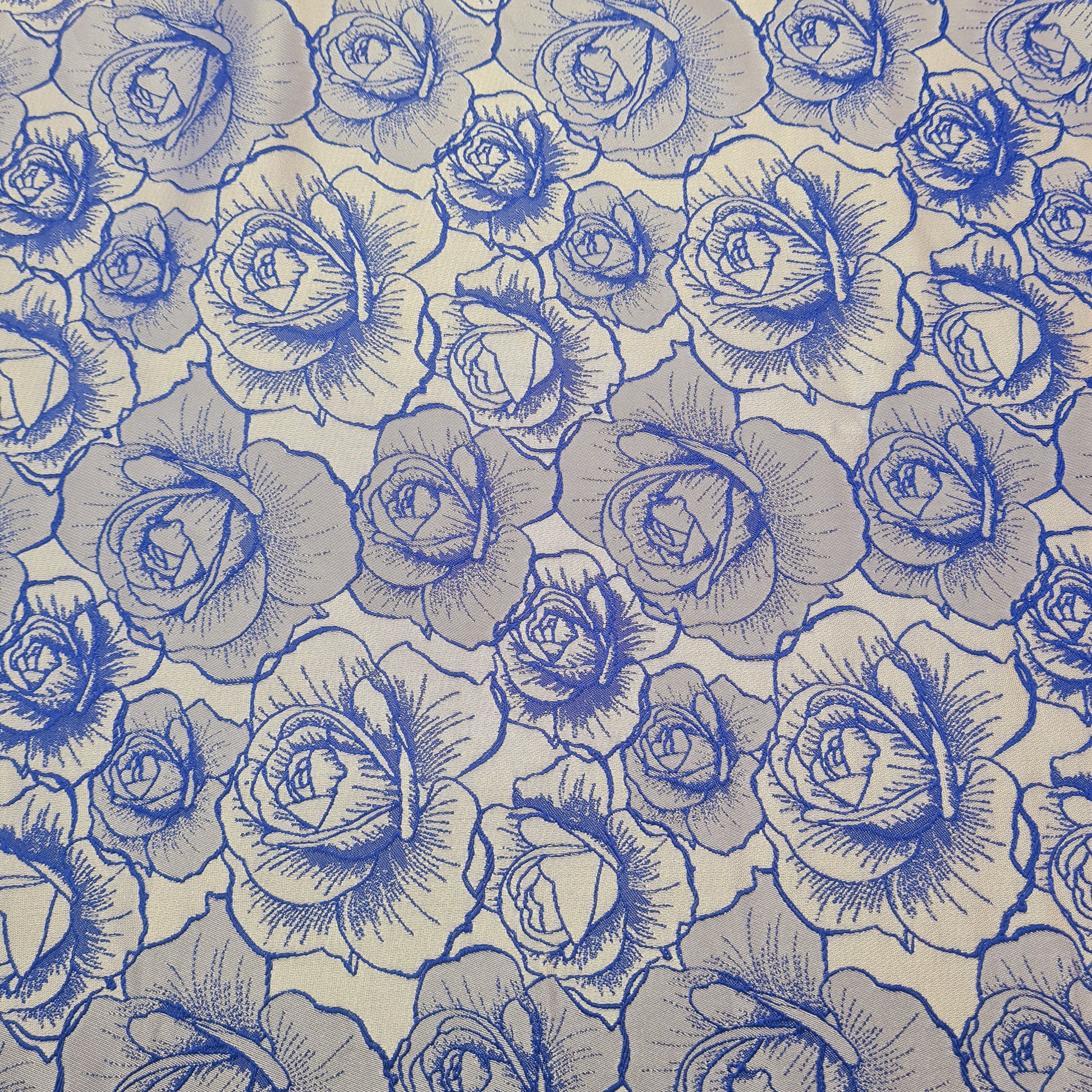 Blue Floral Brocade Jacquard Fabric - TradeUNO