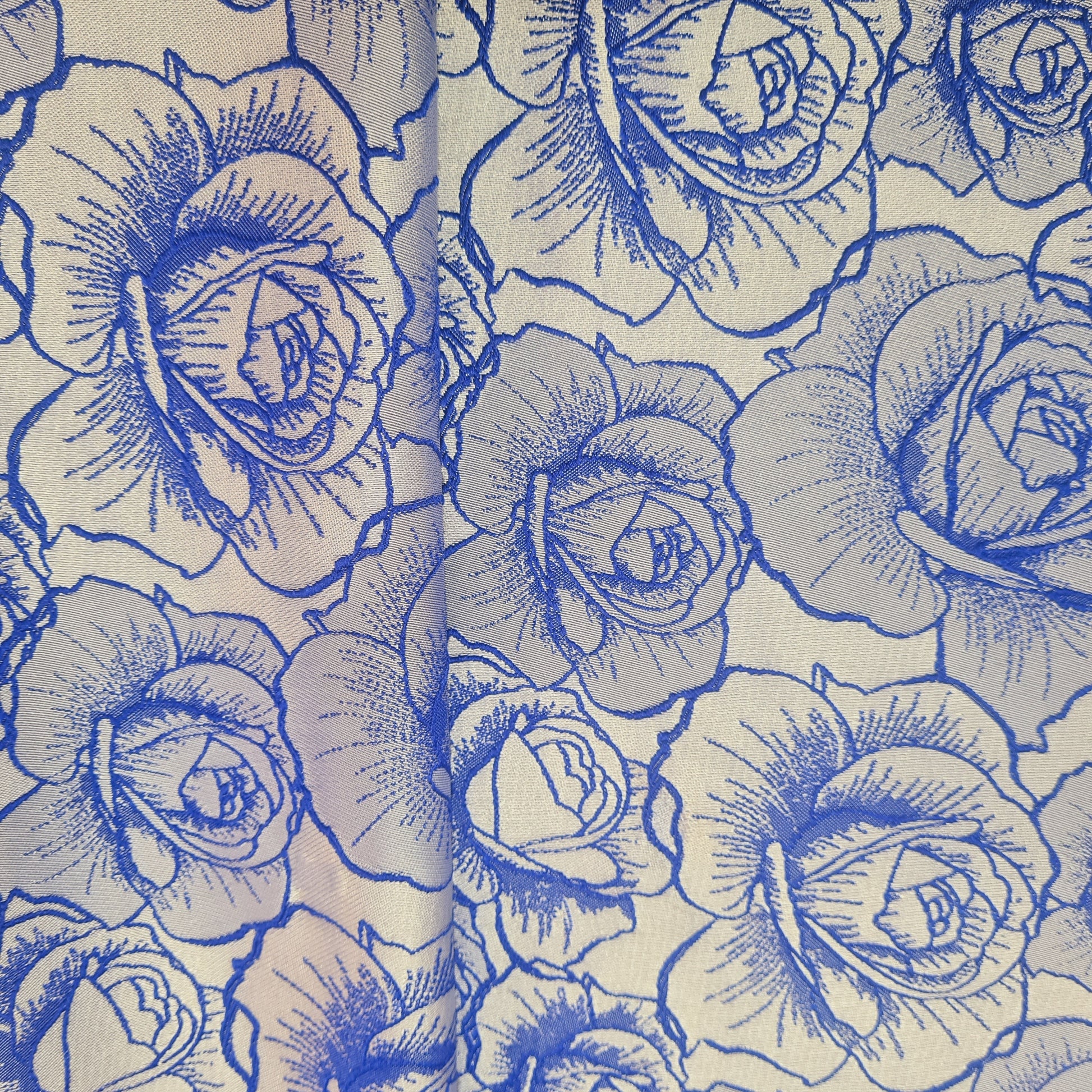 Blue Floral Brocade Jacquard Fabric - TradeUNO