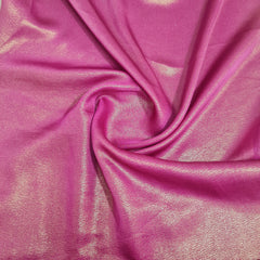 Ruby Pink Solid Gold Shimmer Georgrette Satin - TradeUNO