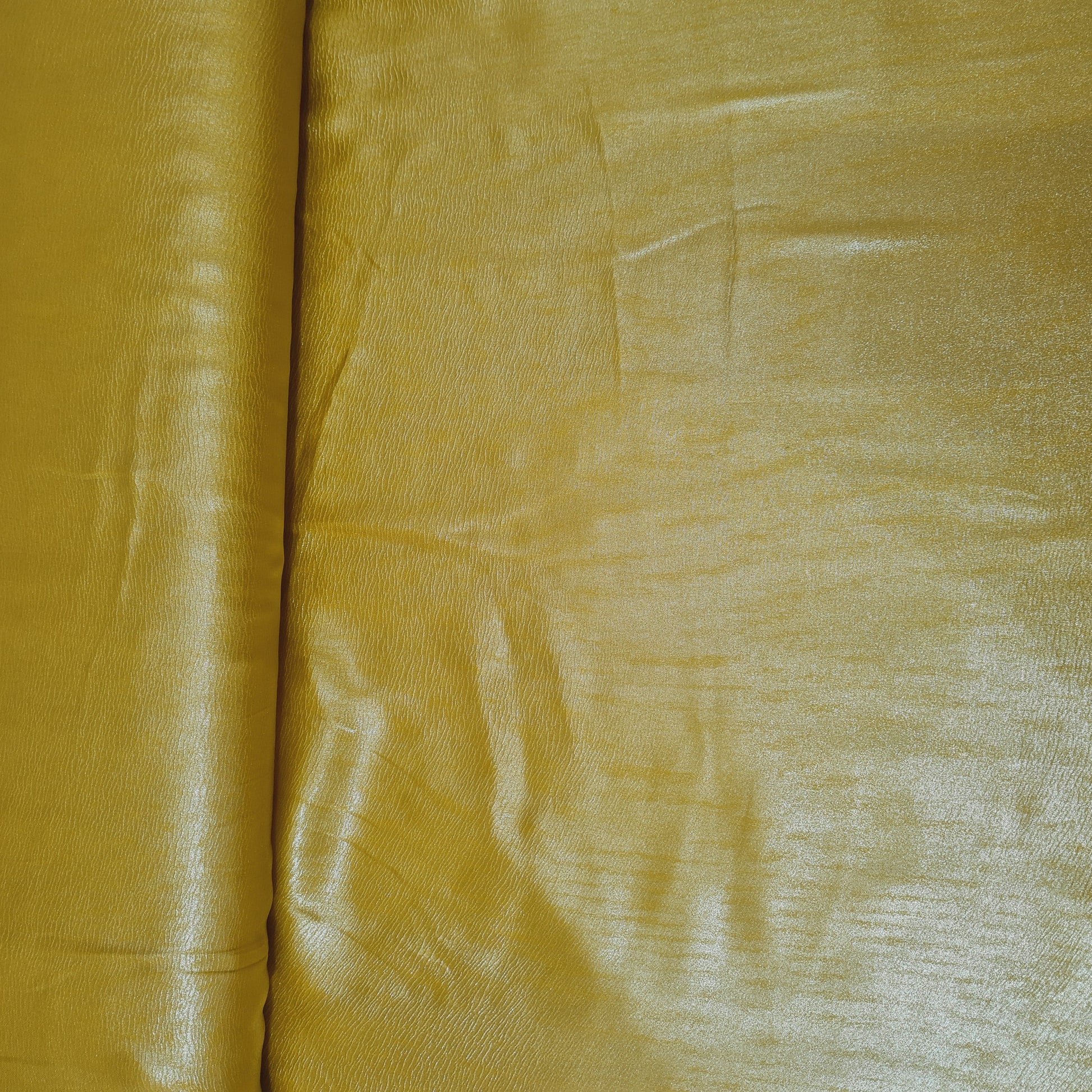 Mustard Solid Silver Shimmer Georgrette Satin - TradeUNO