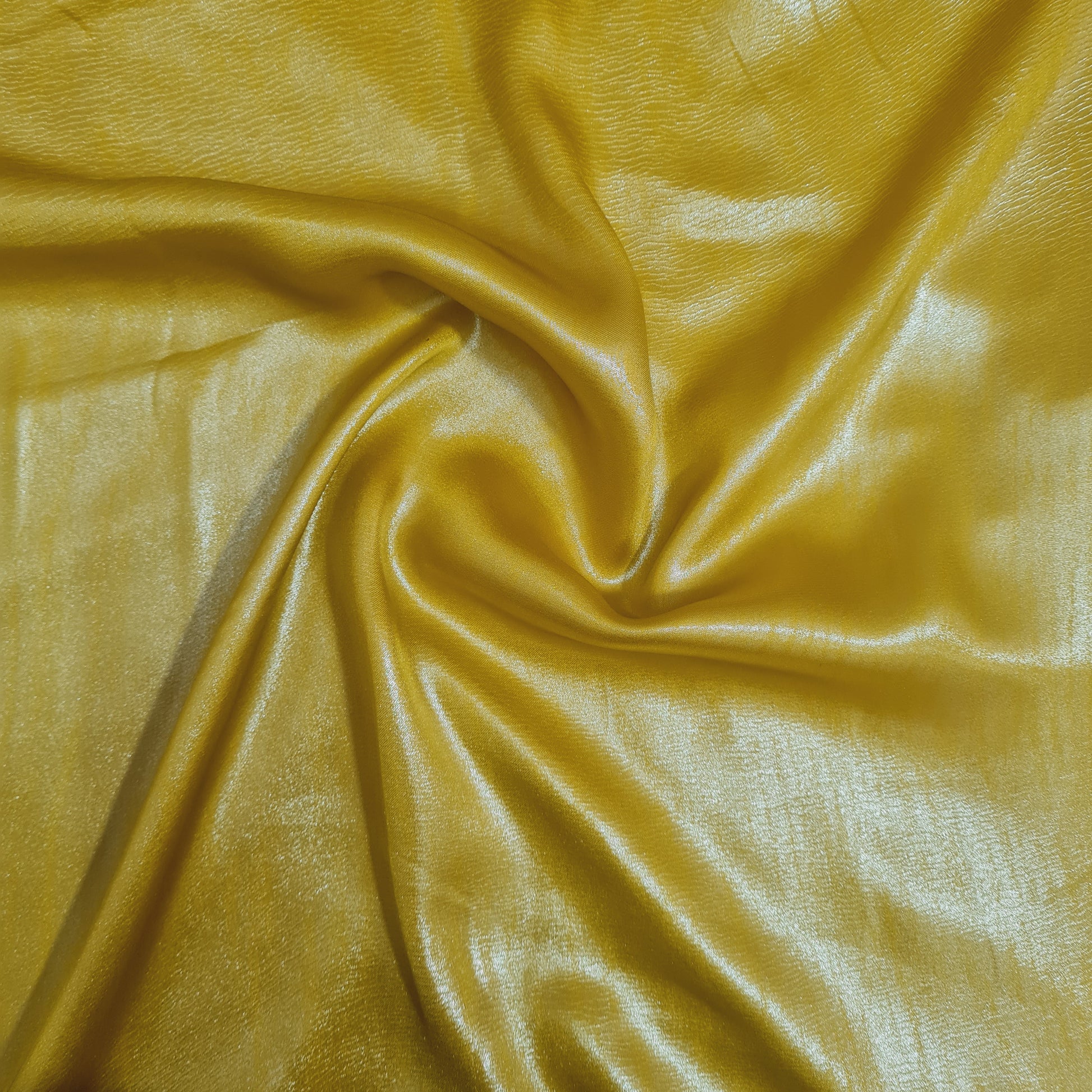 Mustard Solid Silver Shimmer Georgrette Satin - TradeUNO