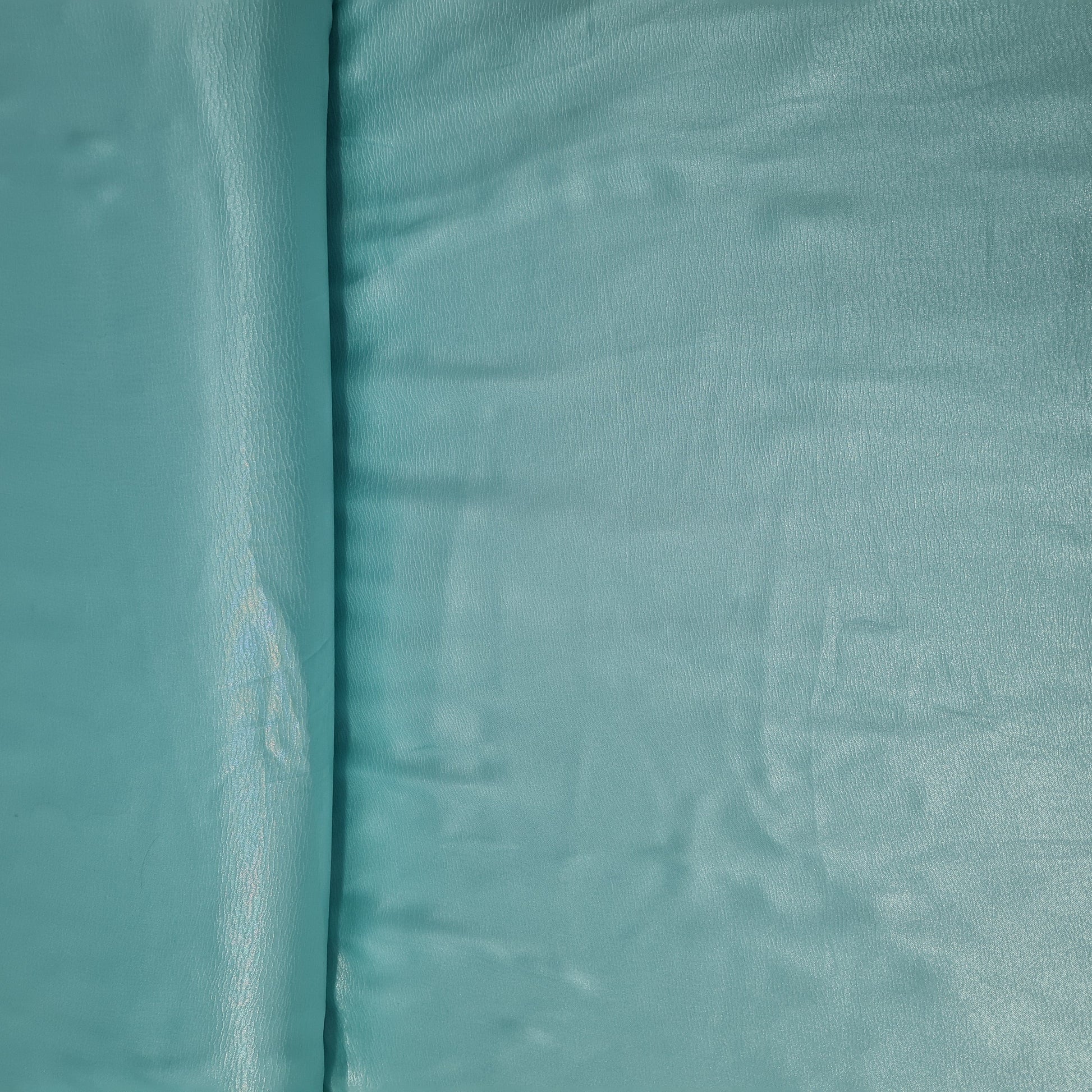 Sea Green Solid Silver Shimmer Georgrette Georgrette Satin - TradeUNO