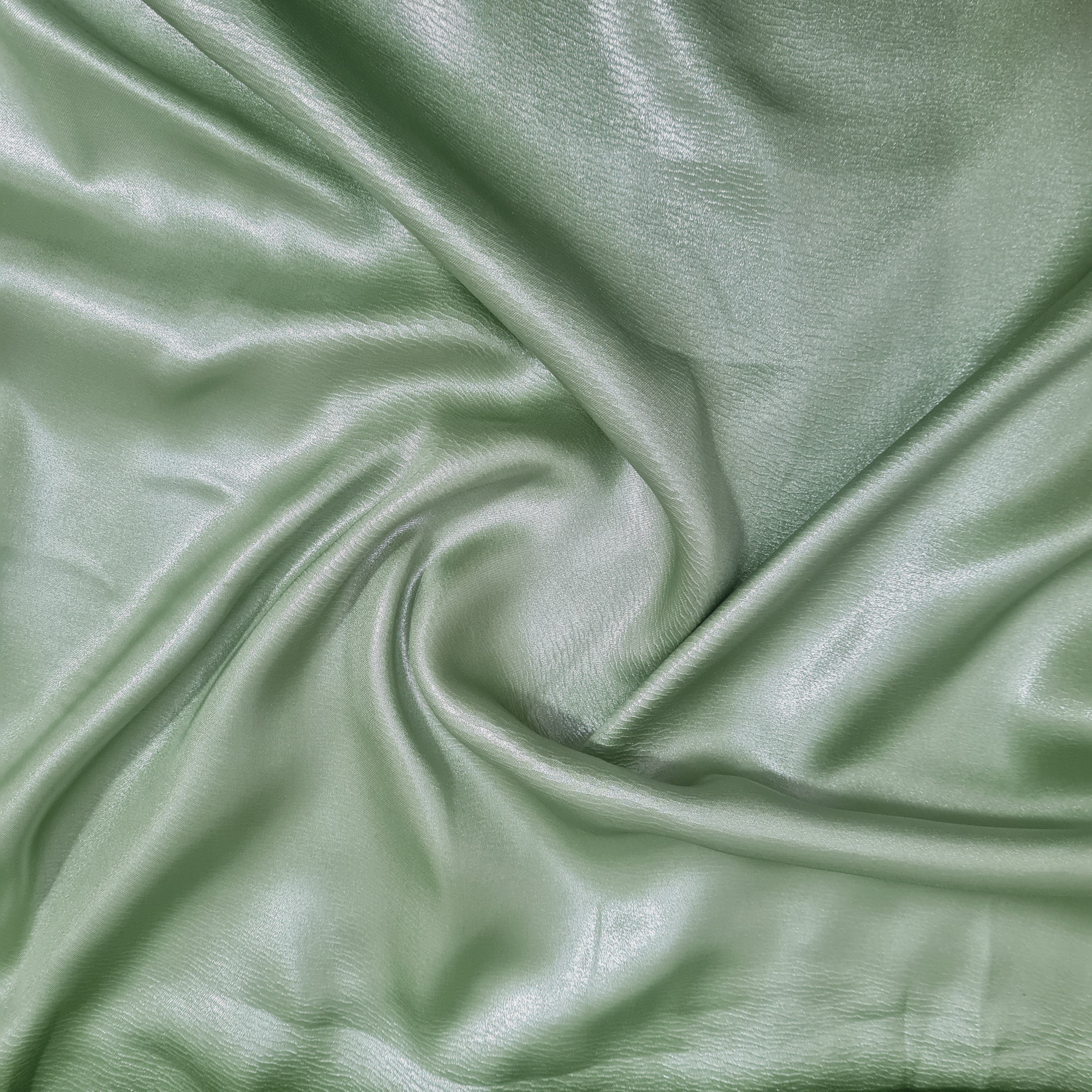 Green Solid Silver Shimmer Georgrette Satin - TradeUNO