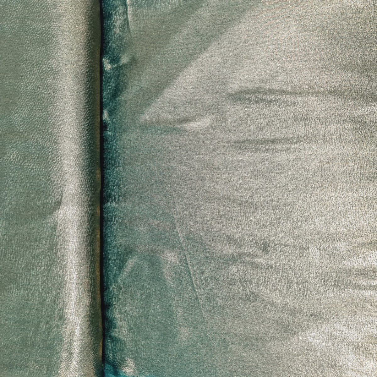 Dark Green Solid Gold Shimmer Georgrette Satin - TradeUNO