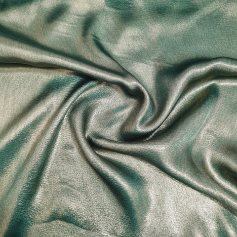 Dark Green Solid Gold Shimmer Georgrette Satin - TradeUNO