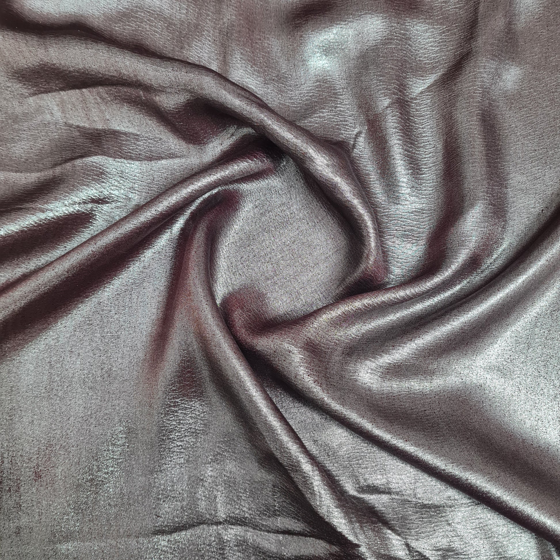 Maroon Solid Silver Shimmer Georgrette Satin - TradeUNO