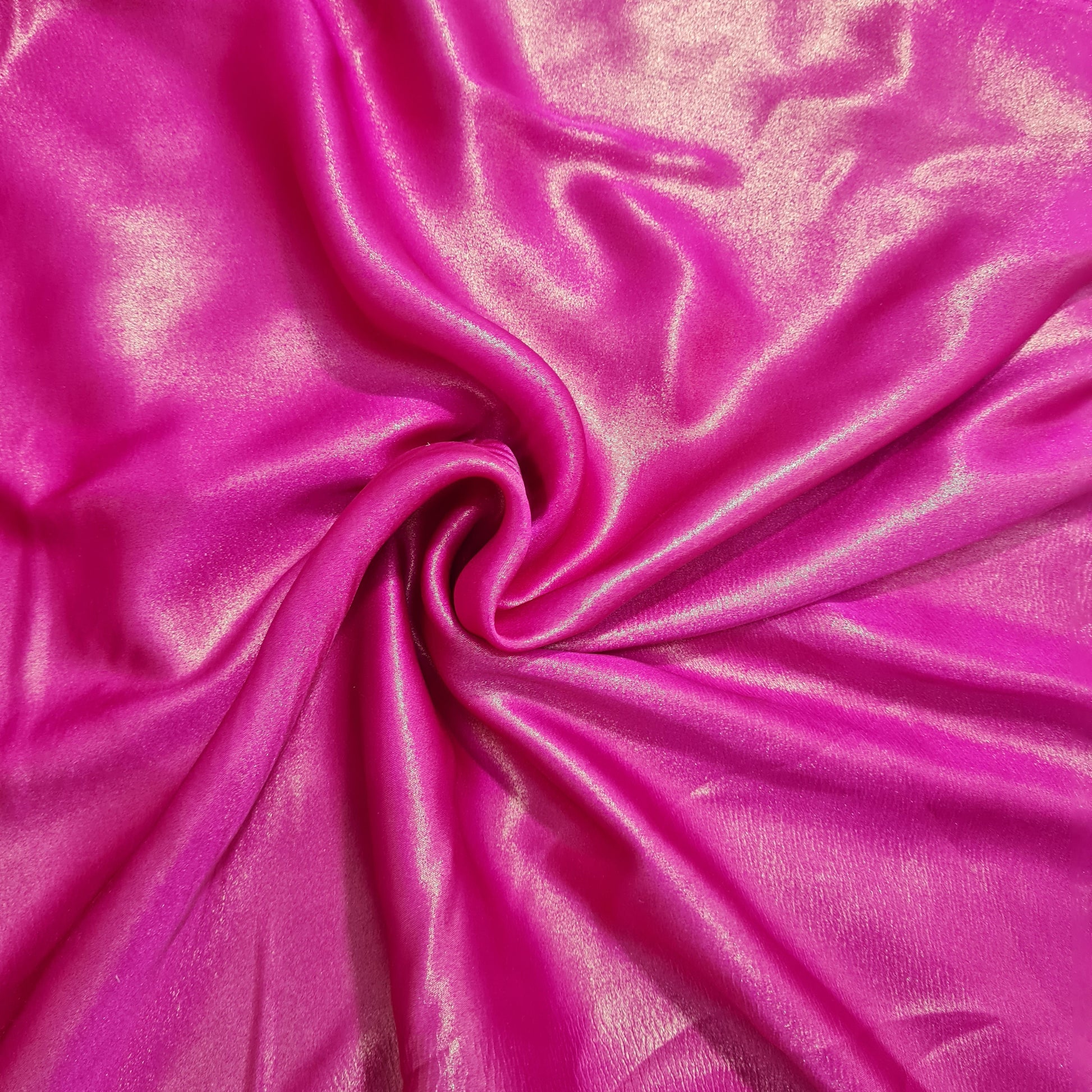 Hot Pink Solid Gold Shimmer Georgrette Satin - TradeUNO