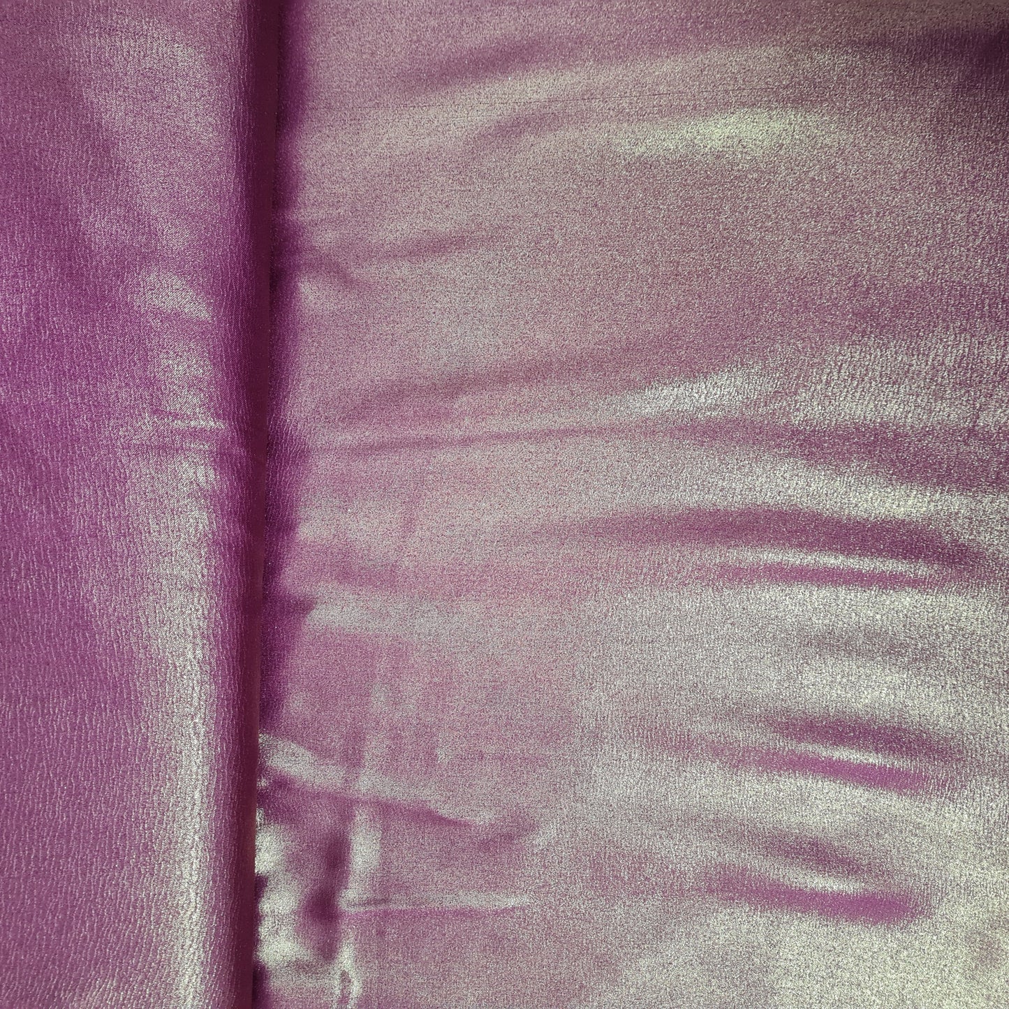 Boysenberry Violet Solid Gold Shimmer Gerogrette Satin Fabric - TradeUNO
