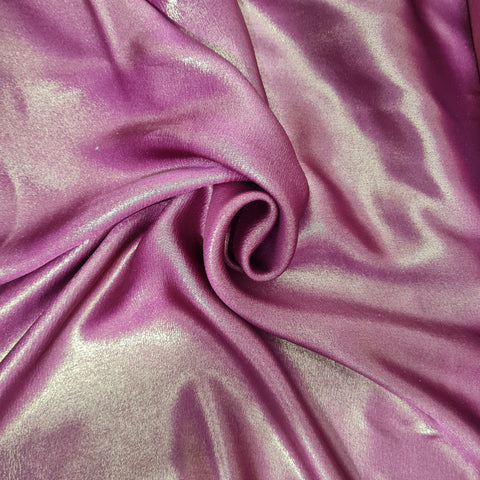 Boysenberry Violet Solid Gold Shimmer Gerogrette Satin Fabric - TradeUNO