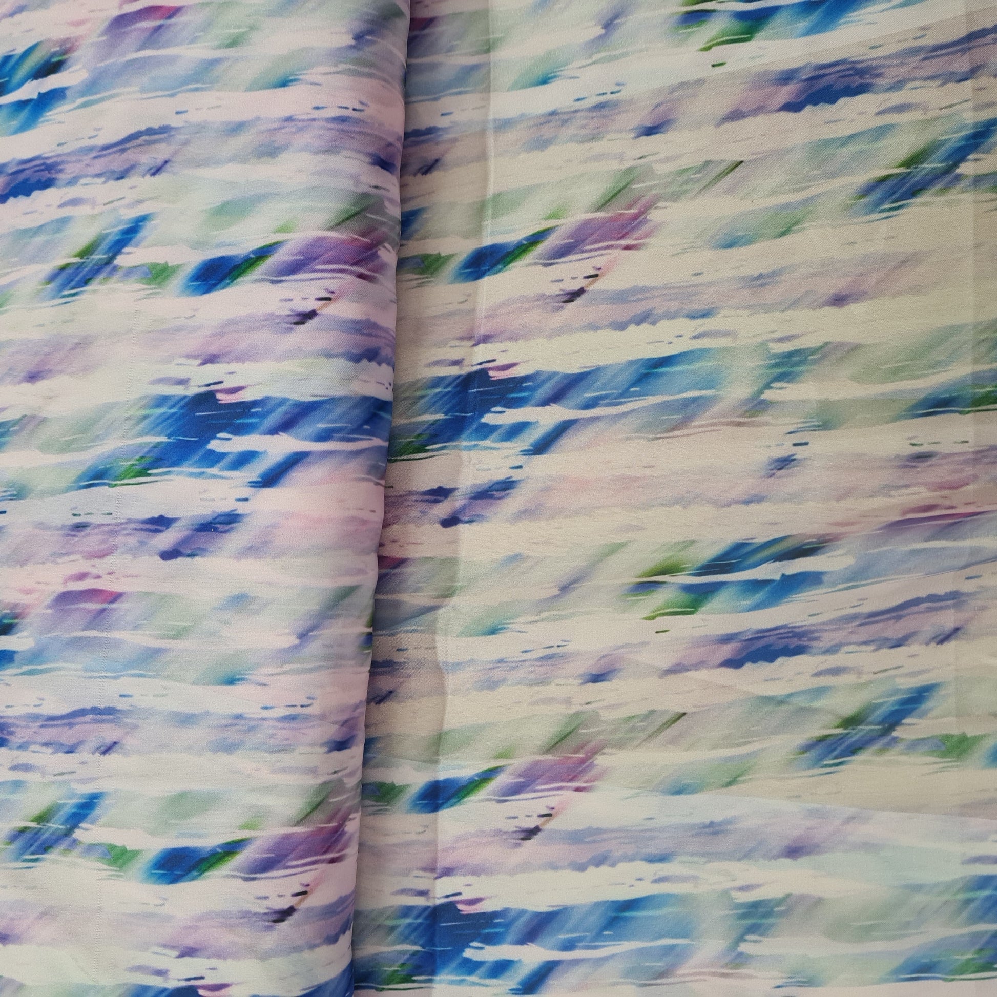 Purple Shibori Print Georgertte Satin Fabric - TradeUNO