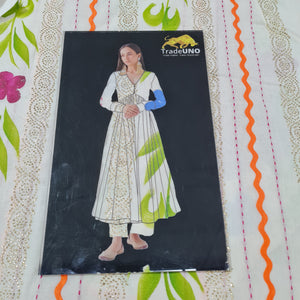 Off White & Multicolor Floral Hand Paint Mukaish Work Thread Embroider - TradeUNO