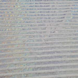 White & Silver Stripe Fur Rexine Fabric - TradeUNO