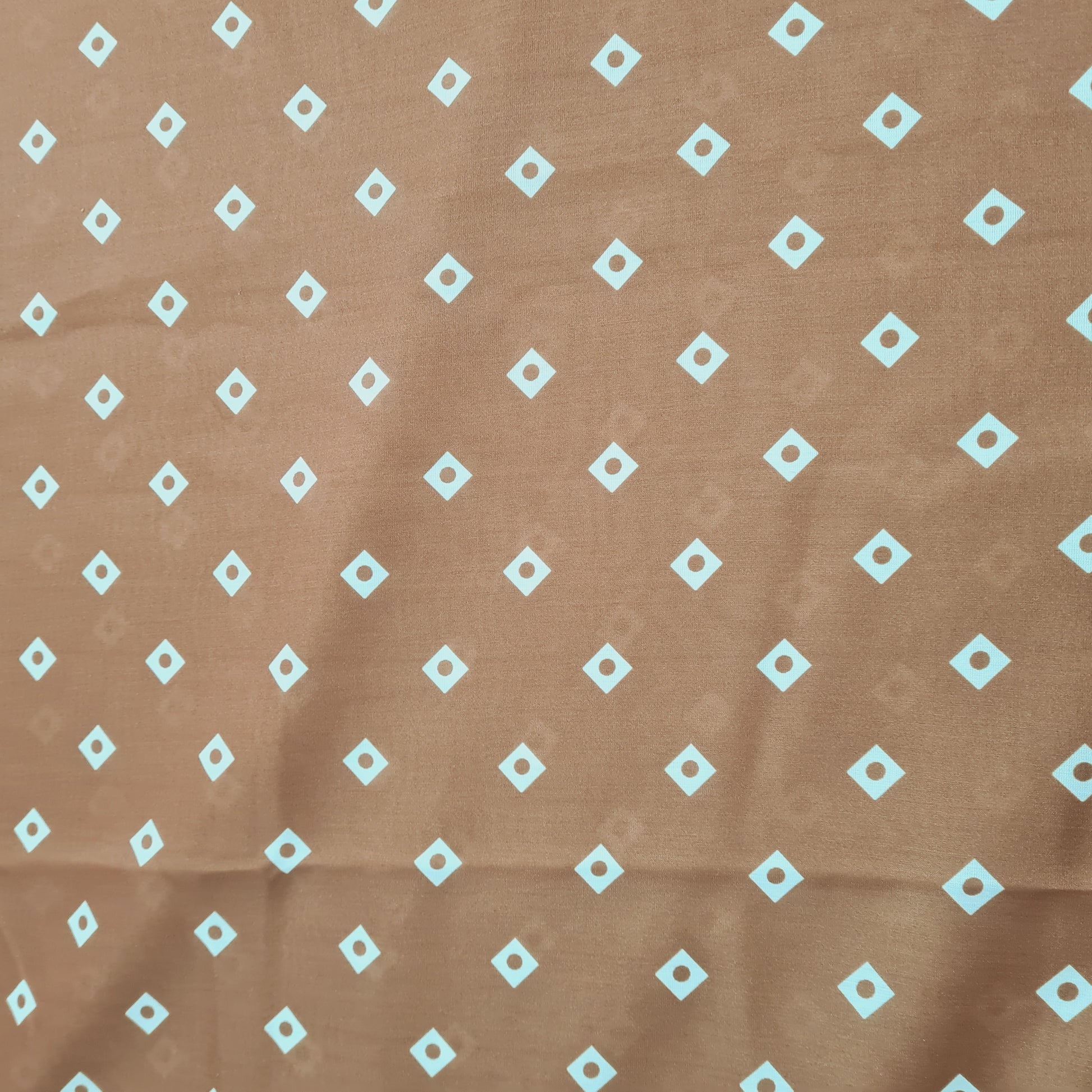 Brown Handblock Print Modal Satin Fabric