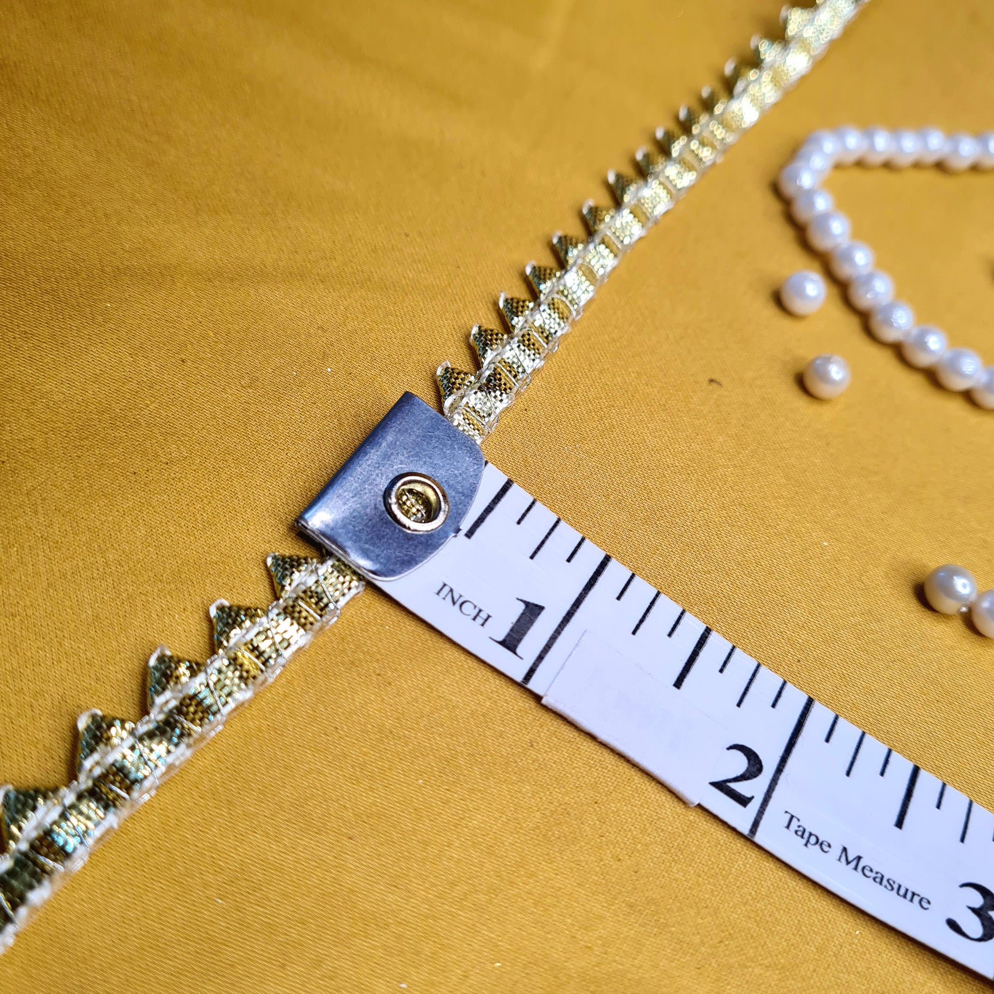 Classic Gold Zari Chevron Piping Lace