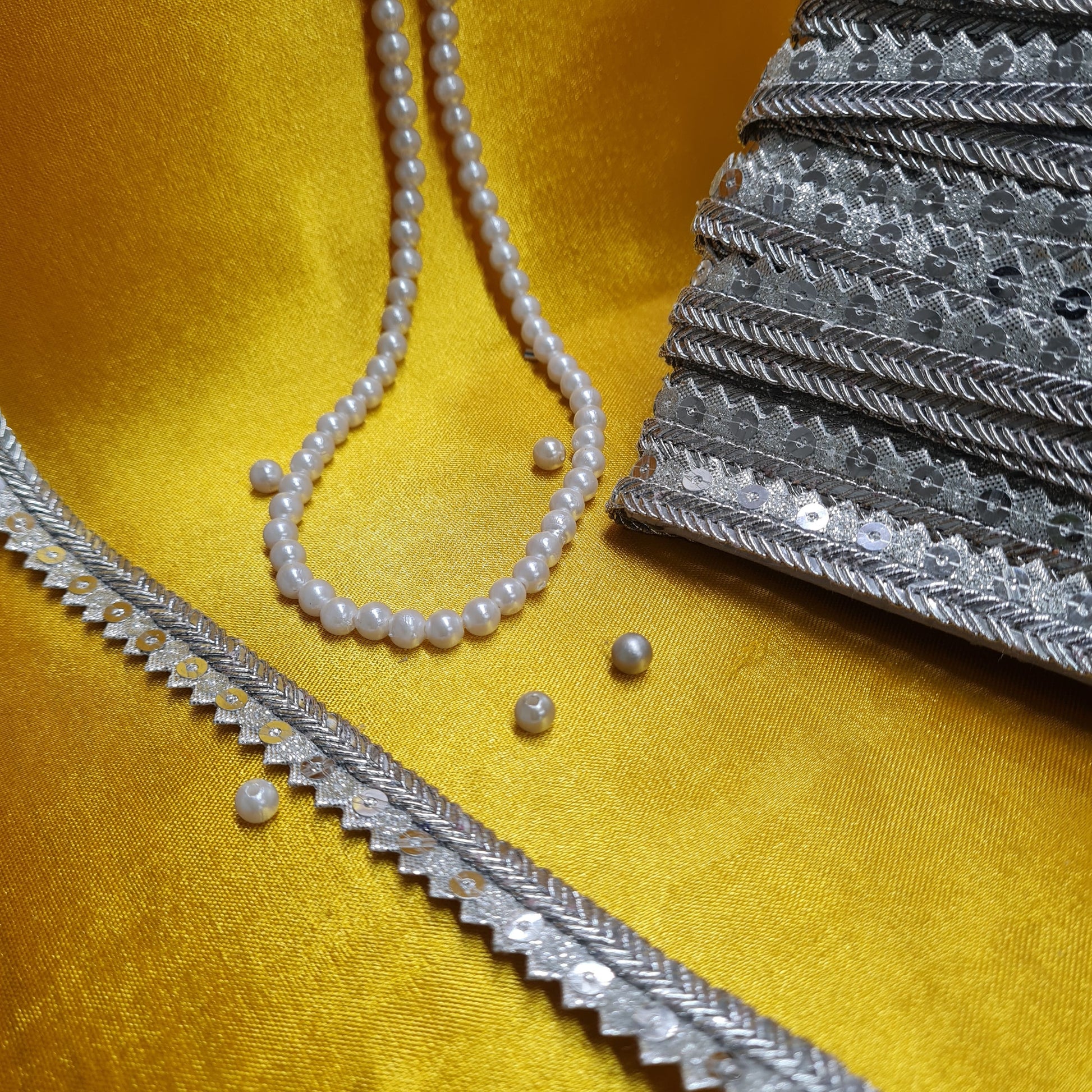premium silver glitter sequins lace