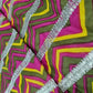 Premium Olive Green Pink Chevron Print Gota Work Cambric Cotton Fabric
